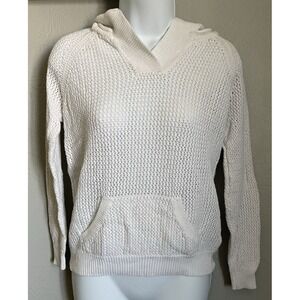 Shirt.469 Open knit Hoodie Womens Size Small Long Sleeve Sweater White
